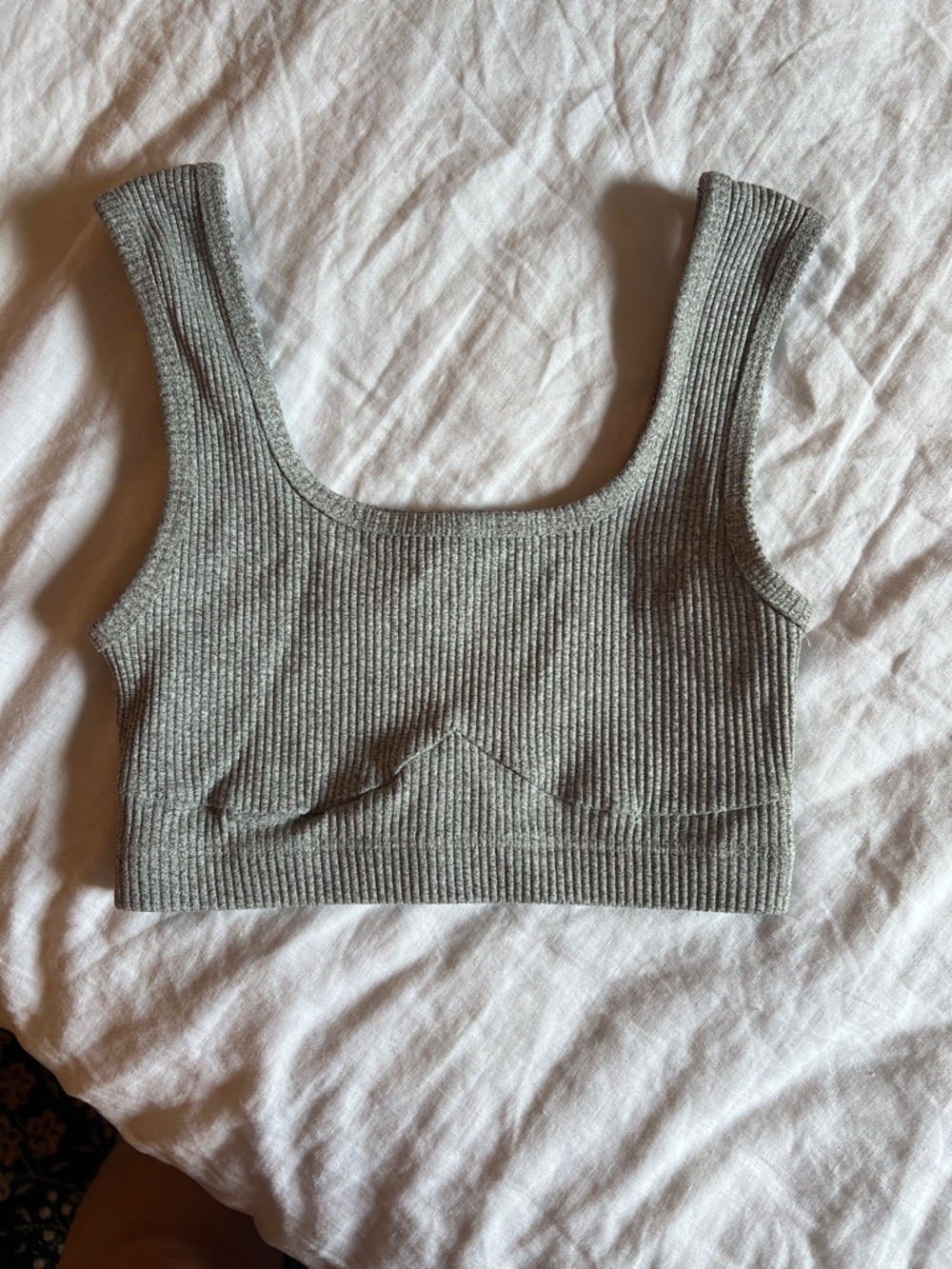 Year of‎ Ours Ribbed Scoop Crop Tank - Light Gray